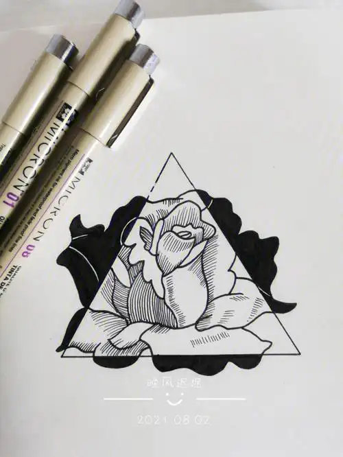 半小时黑白线描花卉临摹丨附步骤