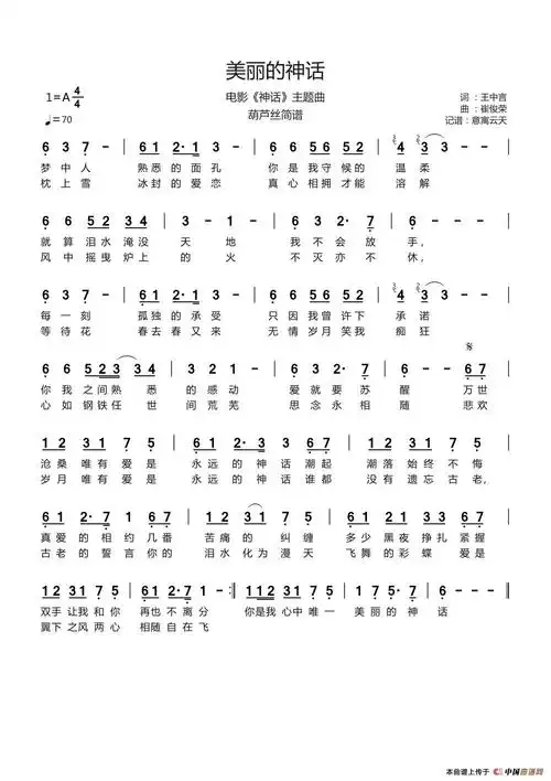 美丽的神话(箫/f调)