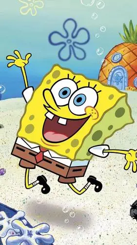 壁纸丨海绵宝宝好可爱纯色背景简洁风