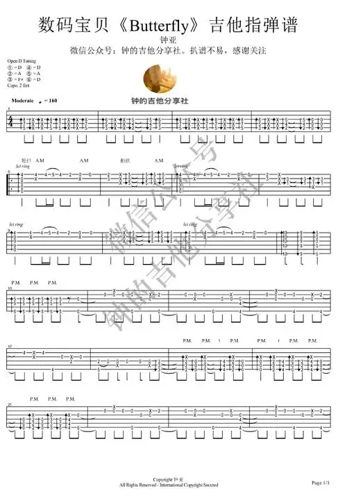数码宝贝主题曲《butterfly》吉他谱