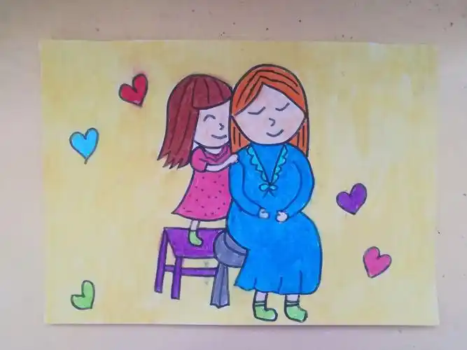 绘画《我爱我的妈妈》涂色