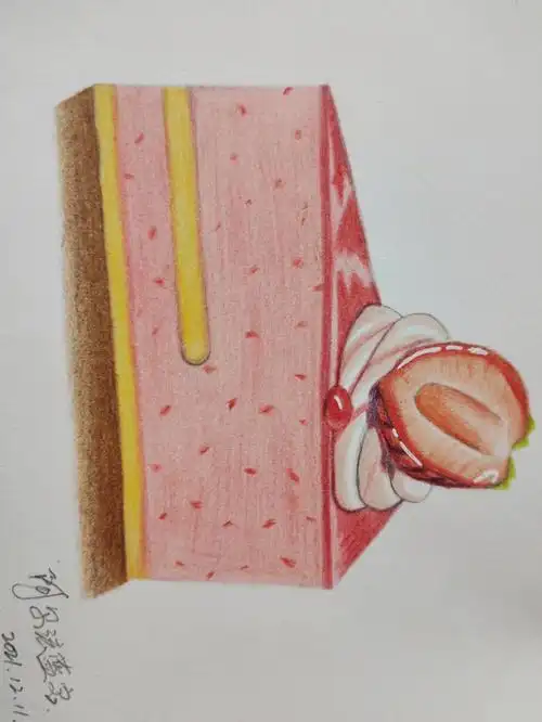 彩铅草莓小蛋糕