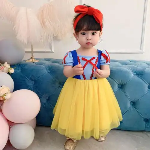 白雪公主裙子儿童连衣裙冰雪奇缘春夏女童洋气蓬蓬纱裙生日礼服裙