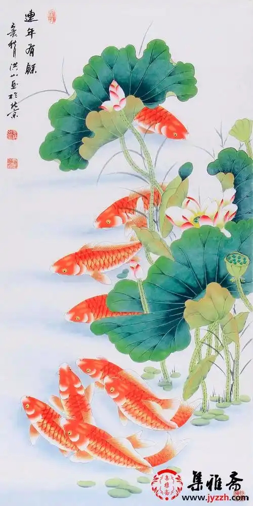 家里挂画该怎么选?张洪山九鱼图招财旺运必不可少家居挂画