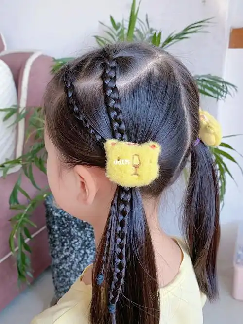 两股麻花辫呈现的邻家女孩,可爱04#儿童编发