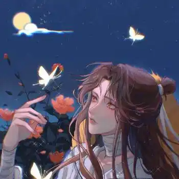 花好月圆夜映蝶-_天官赐福谢怜古风插画绘画作品