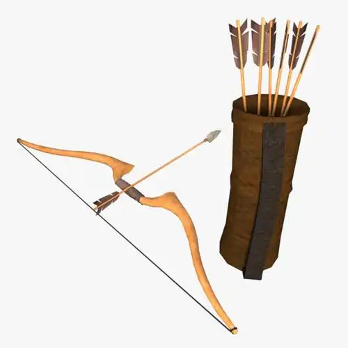 low poly bow arrow and quiver