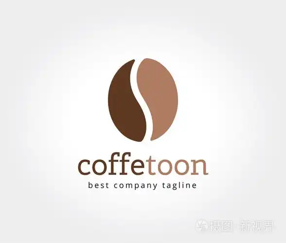 抽象的咖啡豆标识概念隔离在白色背景上.