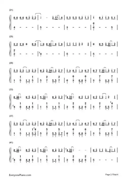 小幸运-我的少女时代主题曲双手简谱预览2