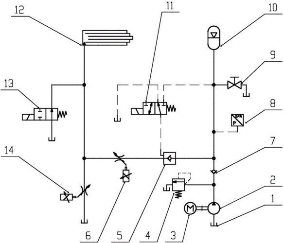[0016]图1是纯电动自卸汽车液压举升系统的原理图[0017][主要元件符号