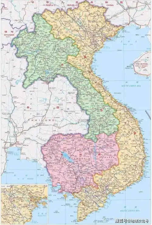 越南,柬埔寨和老挝地图就单一国家的人口数量而言,当今世界上共有十五