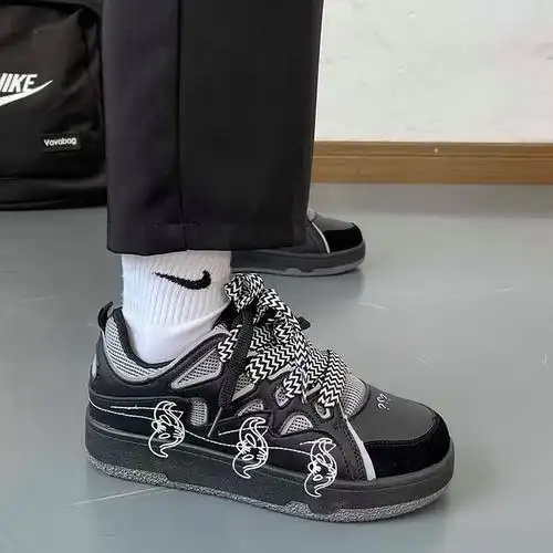 鳄鱼恤(crocodile)鞋子男ins风韩版潮流串标拼接耐磨厚底板鞋面包鞋