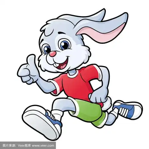 微笑的兔子慢跑