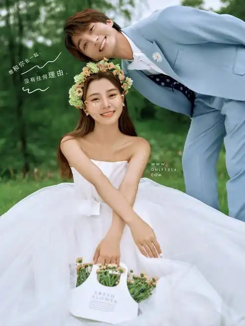 ins风森系婚纱照满满的初恋感