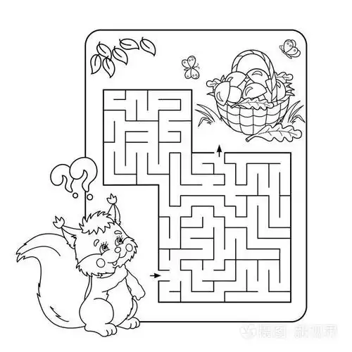 卡通矢量插画的教育迷宫或迷宫游戏为学龄前儿童.谜题.