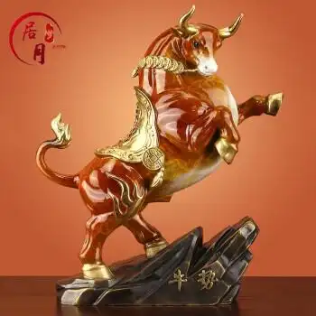 居月梦纯铜牛摆件牛势2021扭转乾坤招财开业店铺摆设属牛吉祥物礼品