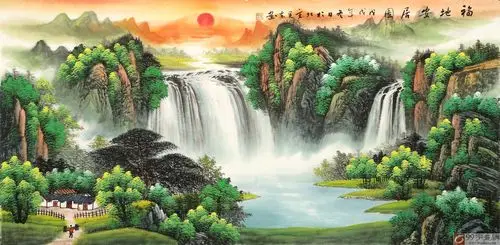 吴东 四尺吉祥风水画《福地安居图》 - 聚宝盆山水画 - 99字画网