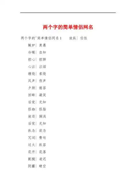 两个字谐音情侣昵称 - 百度文库