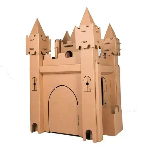 儿童纸箱玩具帐篷涂鸦diy城堡手工纸壳盒板大白模填色