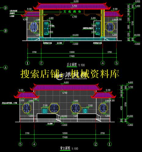 戏台施工图设计cad图屋面为倒置式不上人屋面【126】