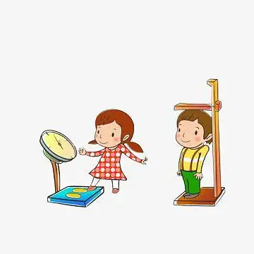 卡通称体重女孩和量身高男孩素材