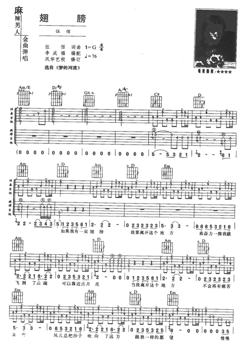 翅膀 吉他谱