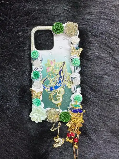 客定墨绿渐变古风奶油胶手机壳