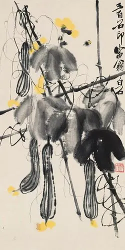齐白石画4根黄瓜才卖168万他画女孩抱着1根粗大的黄瓜竟卖267万