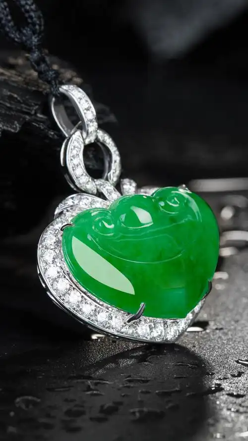 帝王绿翡翠镶嵌钻石吊坠拍摄kv拍摄 广告摄影 珠宝摄影