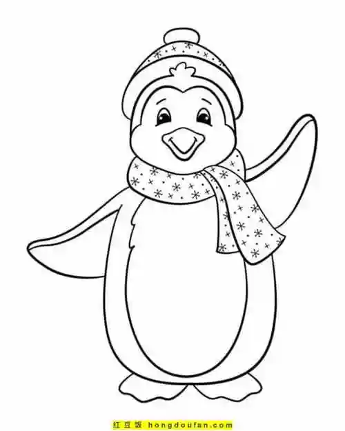 11张企鹅主题的卡通涂色图片-红豆饭小学生简笔画大全