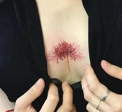 10张胸部彼岸花纹身图片胸口