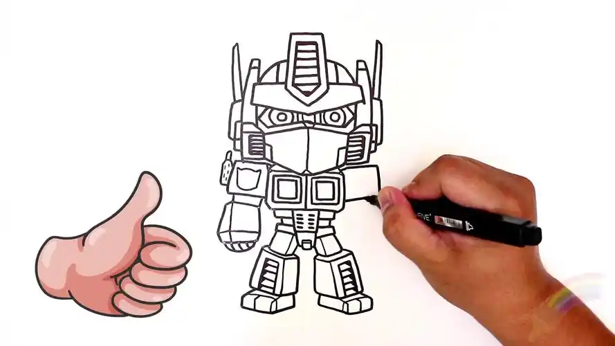 一起来简笔画画变形金刚擎天柱唷!