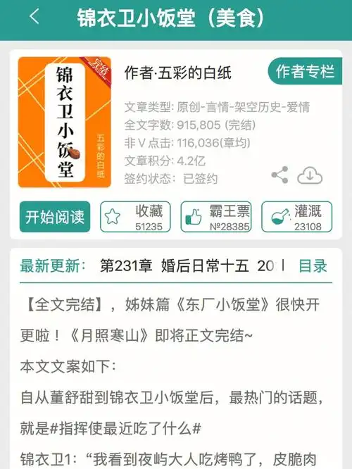 古代美食甜宠文推荐锦衣卫指挥使和小厨娘