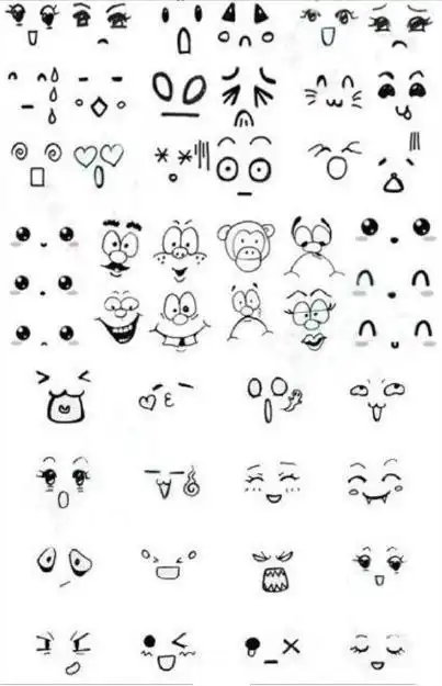 手帐简笔画表情儿童简笔画各种可爱笑脸表情符号痛苦的人的简笔画萌萌