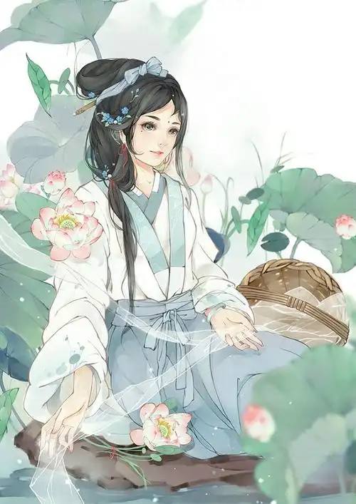 古风古装美女水彩上色临摹步骤 sai手绘人物插画素材300张xf003-淘宝