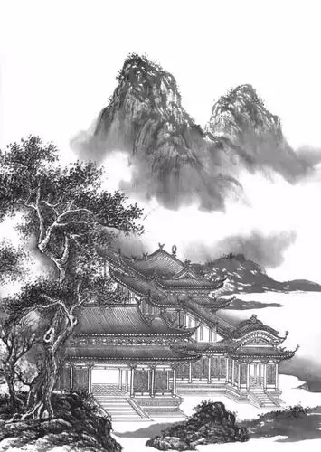 工笔画线描山水画谱·楼阁篇