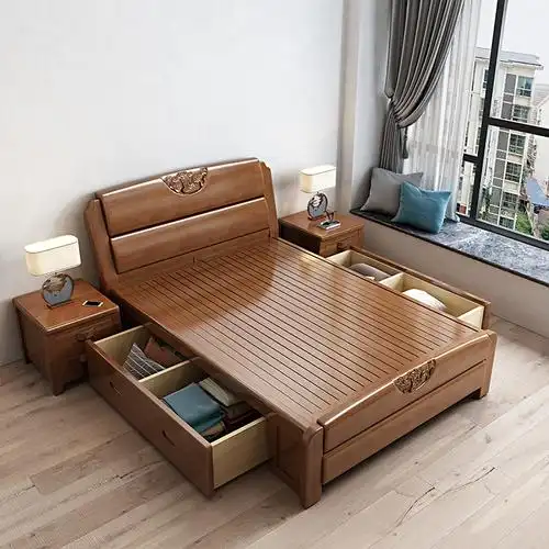 禧漫屋 现代简约主卧室实木床双人床1.5m 1.