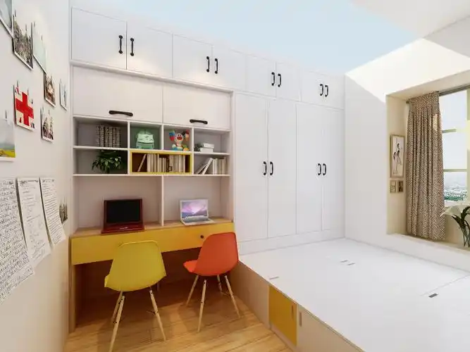 6平榻榻米卧室带收纳抽屉衣柜装修效果图