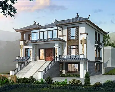 中国复古风是我国的一种优美典雅的建筑风格形式,中国古风别墅设计图