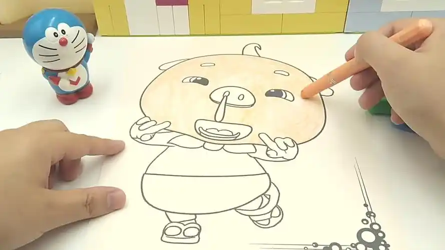 哆啦a梦画猪猪侠小呆呆涂色画