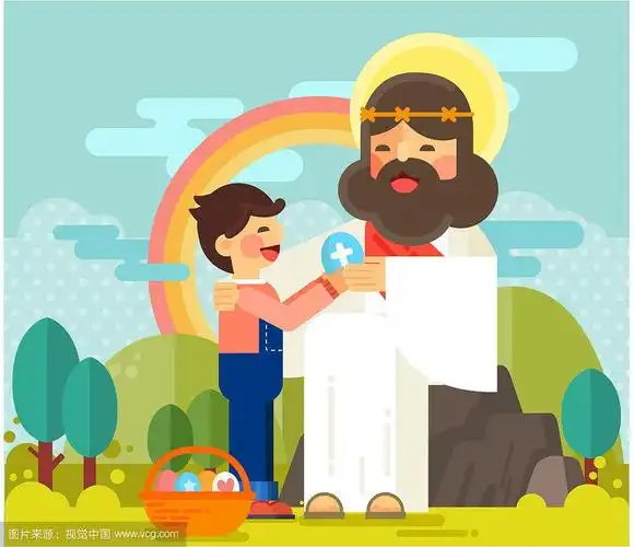 平面风格耶稣基督矢量插图