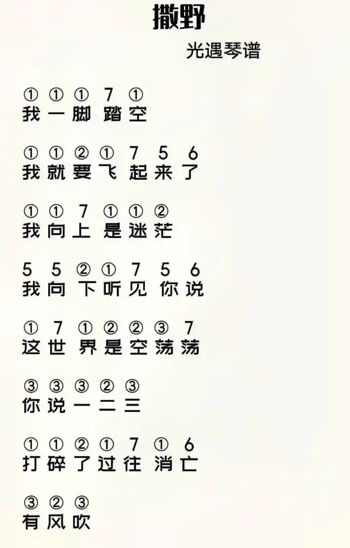 sky光遇琴谱  撒野琴谱 - 抖音