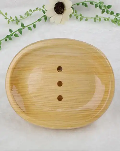 天然木制椭圆形皂盘