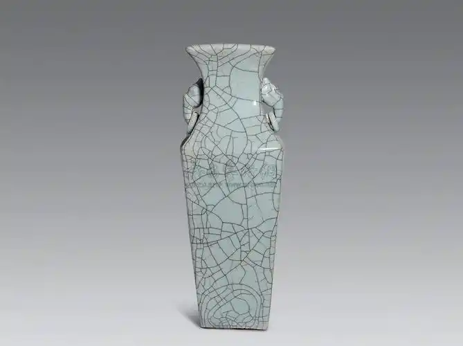 【民国 仿哥窑双耳四方瓶】拍卖品_图片_价格_鉴赏_民国瓷器_雅昌艺术