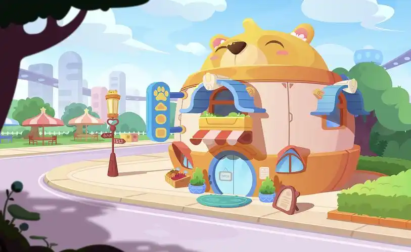 美式卡通儿童插画场景练习