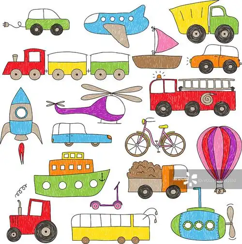 儿童绘画风格的玩具车