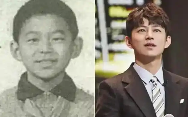 不同于如今的"冻龄男神",那时候的他因为个子又小,带着近乎遮脸的眼睛