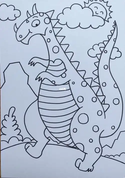 霸王龙04马克笔儿童画