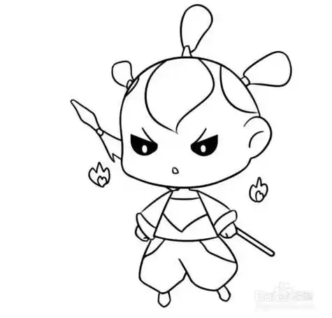 卡通简笔画可爱红孩儿