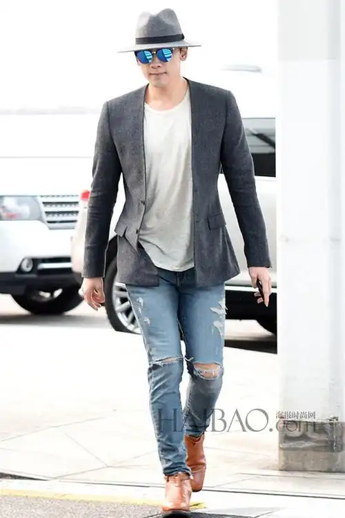 娇点明星,rain,牛仔裤,明星街拍,韩国明星街拍,街拍,机场街拍,韩国